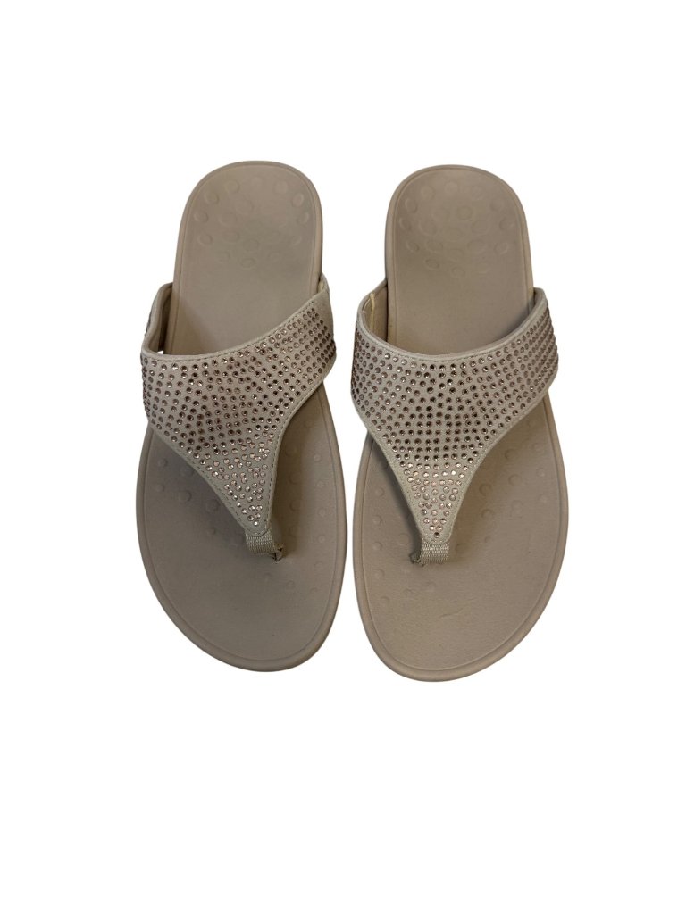 Vionic Naples Beige Embellished Orthotic Slide Sandals Womens Size 11